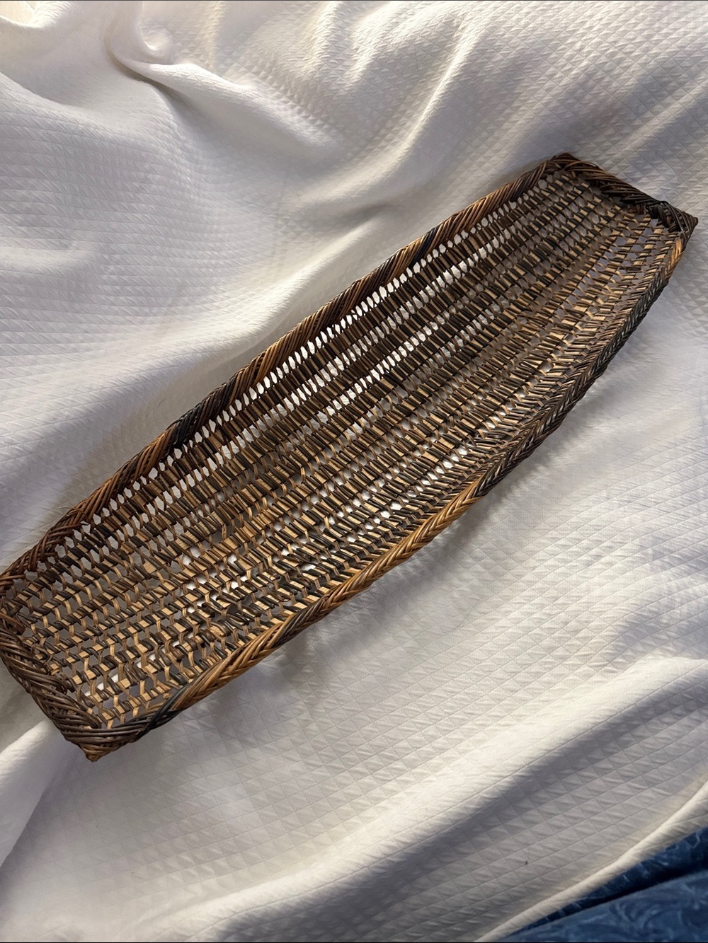 X-Large 26" Vintage Woven Rattan Boat Tray – MCM/Boho Statement Centerpiece